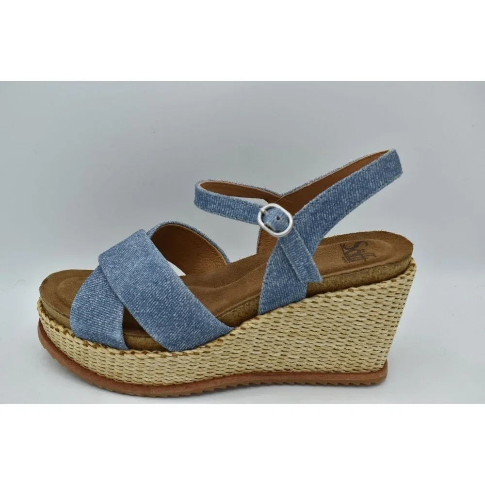 Sofft Womens Size 11 Diana Blue Chambray Denim Espadrille Open Toe Sandals Shoes